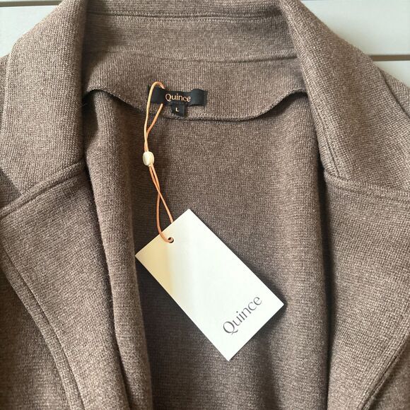 Quince Cardigan Womens Large Brown Organic Cotton Open Front Formal Notch Blazer - Picture 4 of 8